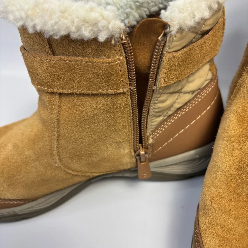 EASY SPIRIT Womens Brown Water Resistant Elk Round‎ Toe Wedge Zip-Up Winter 9M
